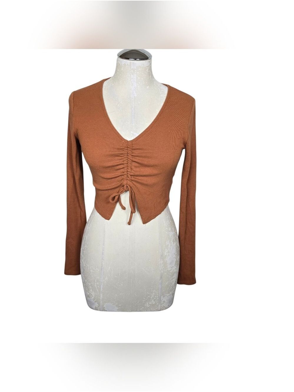 Garage Ribbed Crop Top Long Sleeves S